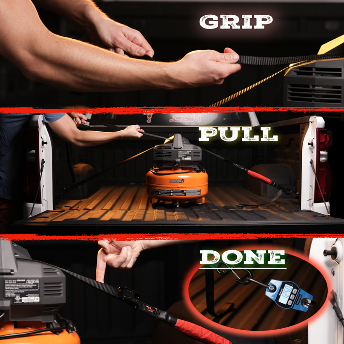 There are just two steps to tighten a torkstrap. Just grip and pull.