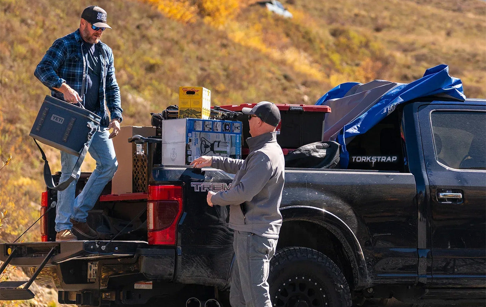 TorkStrap and TruckDuffle used to protect a cargo load