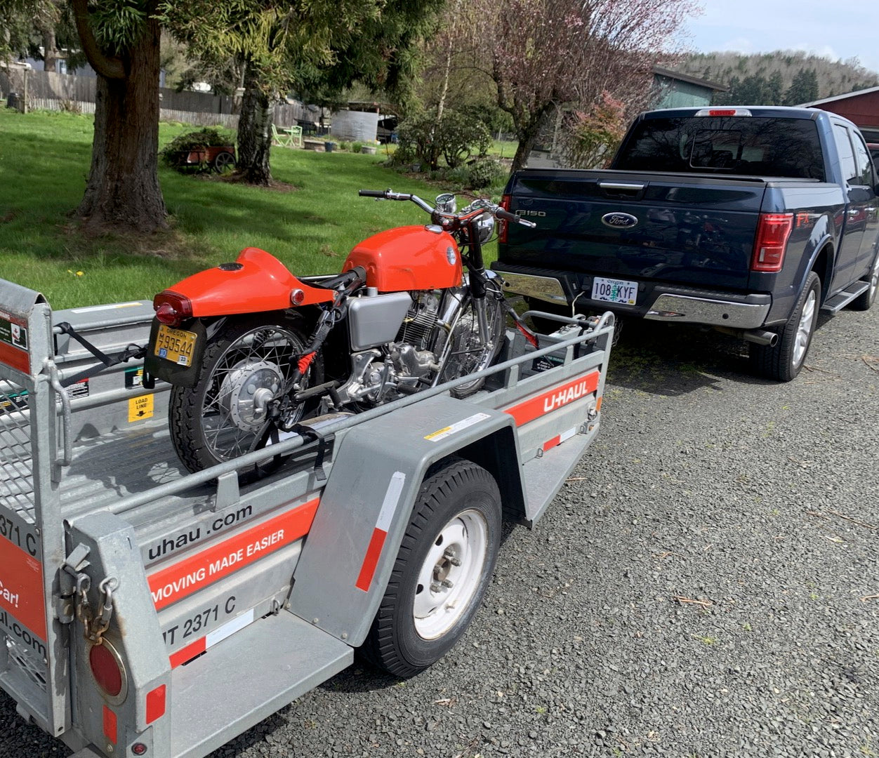TorkStrap Holding down motorcycle in trailer