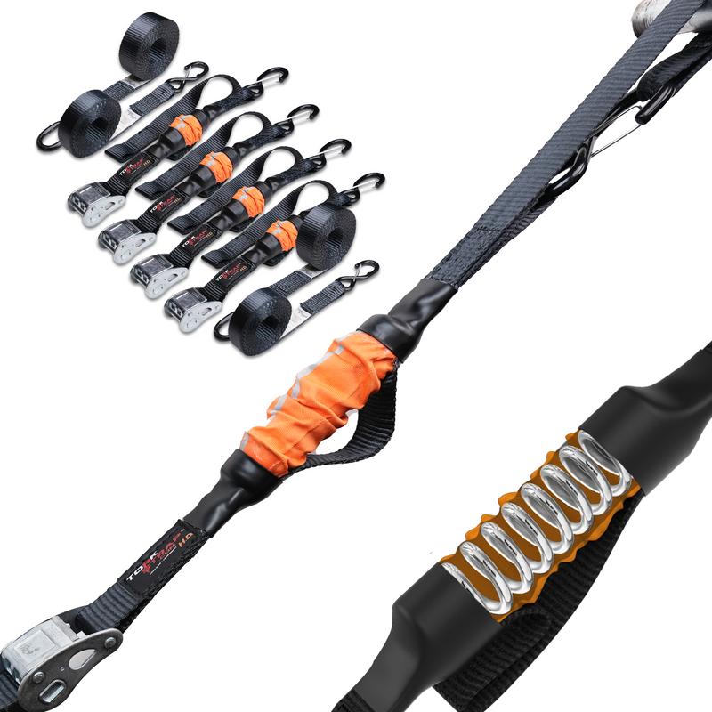 TorkStrap HD750 | 14'x1.5'' Spring Loaded Tie Down Straps - 2250lb Max