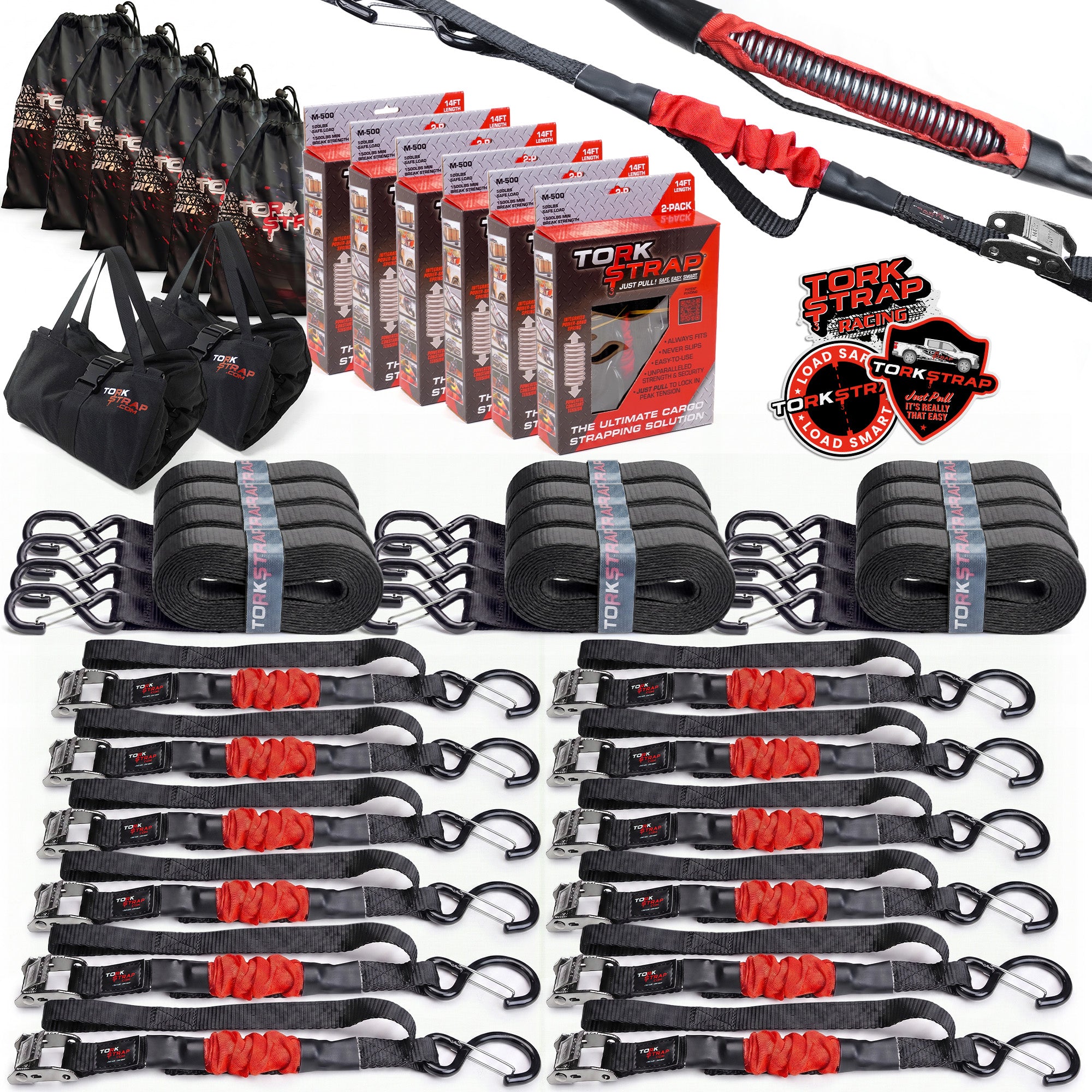 14'x1'' Spring Loaded Tie Down Straps | TorkStrap Model 500