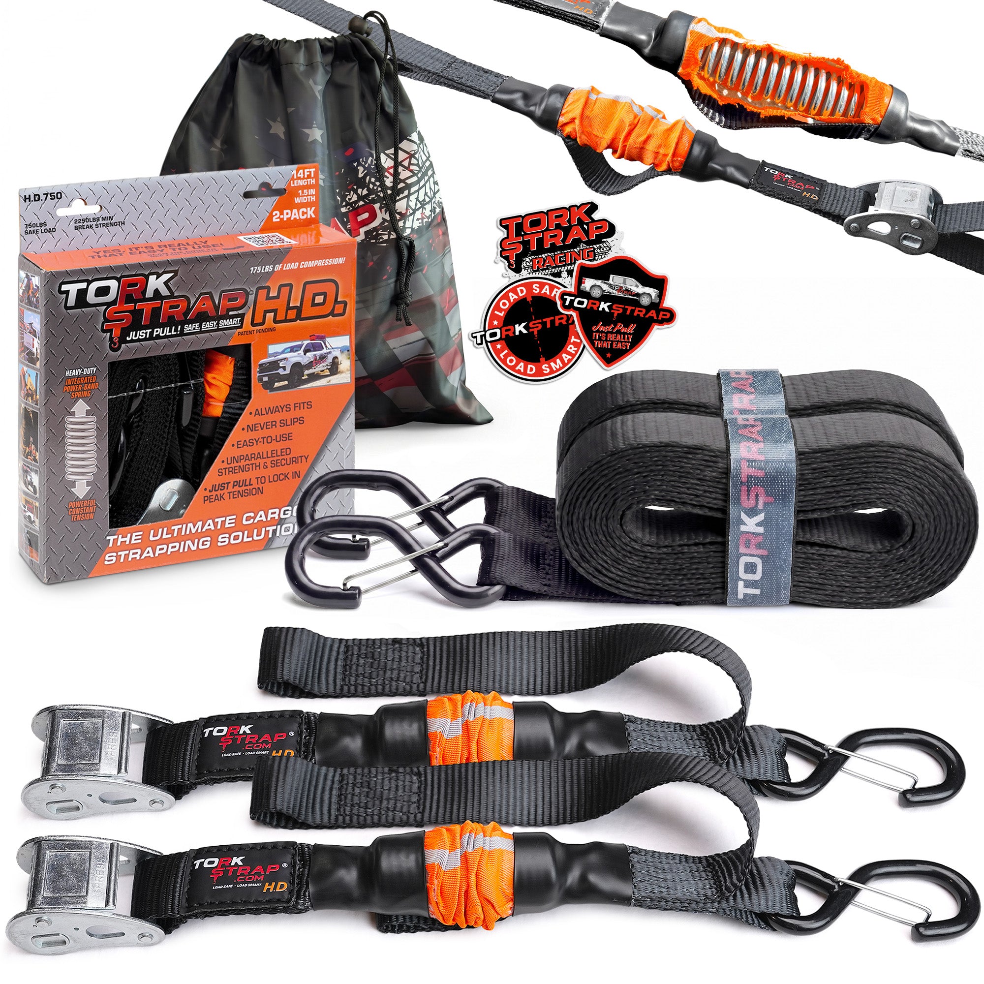ストラップ RT-134246 TorkStrap HD750 | 14'x1.5'' Spring Loaded Tie Down Straps - 2250lb Max