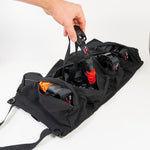 The open TorkBag which shows its ability to store multiple straps without them tangling.